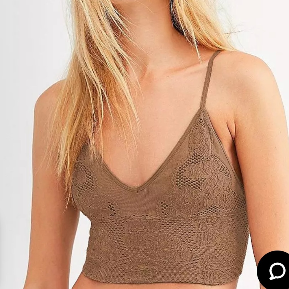 NWT Free People Seamless Bra With Embroidery In Sand Size XS/S - Picture 10 of 11